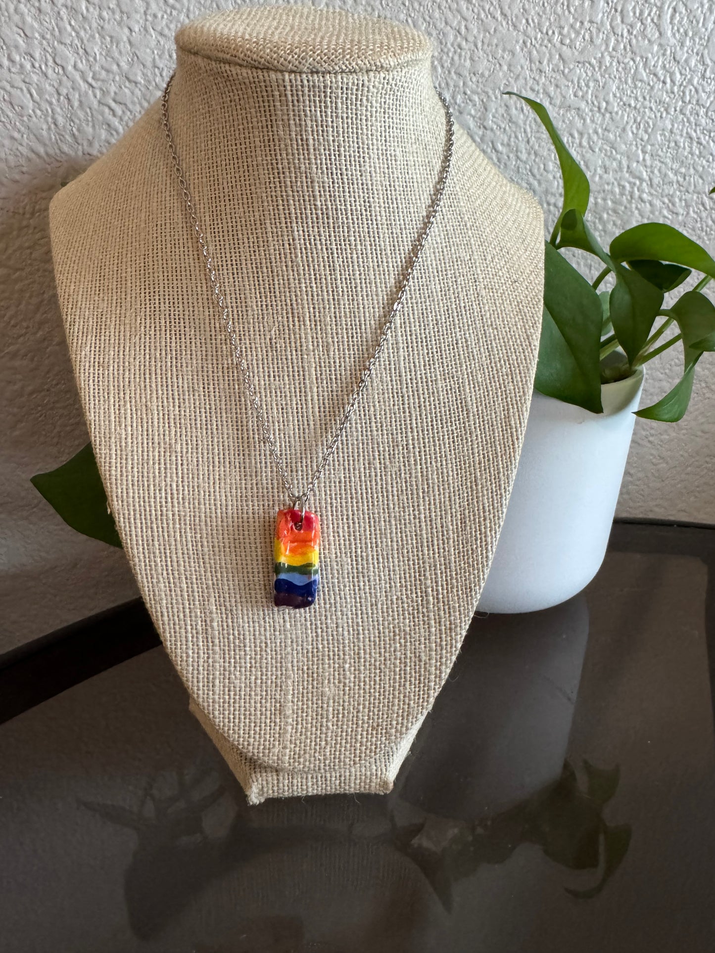 Rainbow Rectangle 16’ Necklace