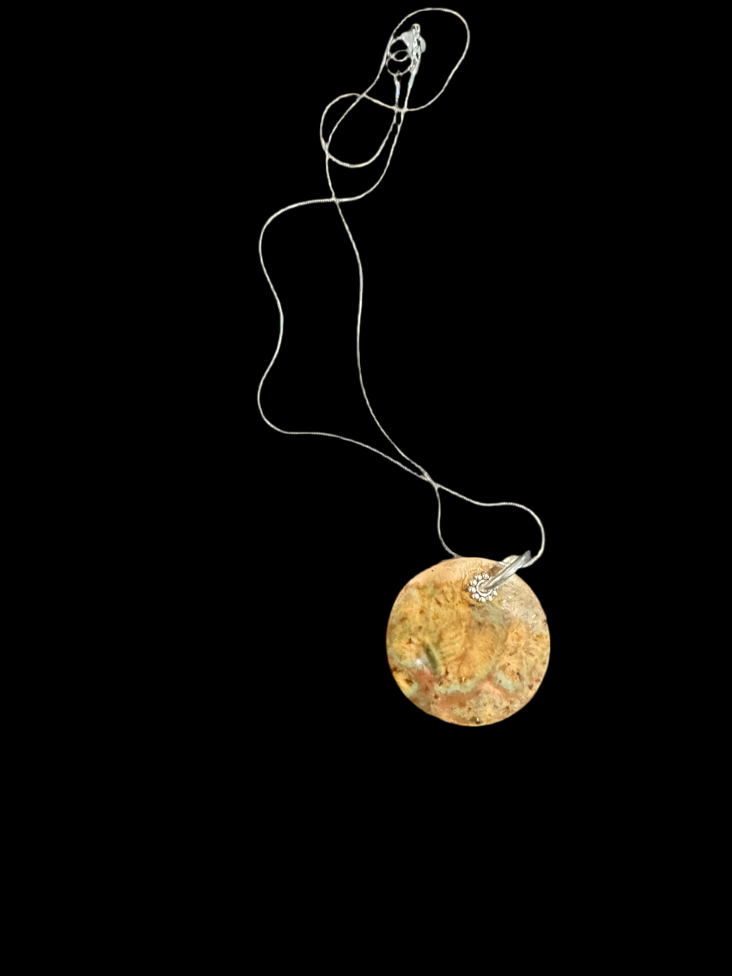 Fantasy Floral Ceramic Circle Necklace