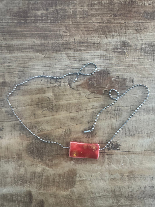 Rising Red Rectangle Necklace