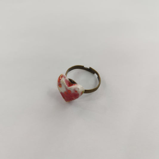 Red & White Heart Ring