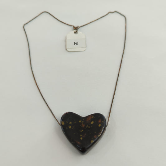 Speckled Black Heart Necklace