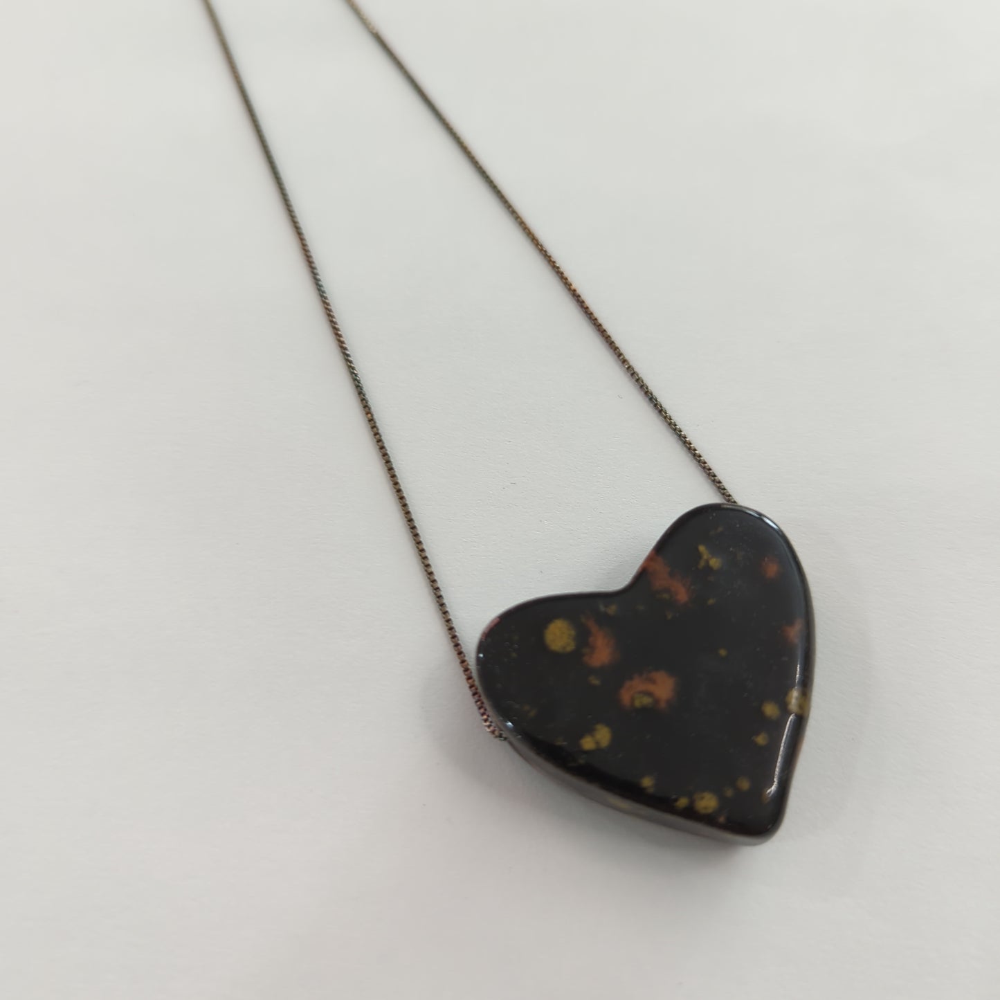 Speckled Black Heart Necklace