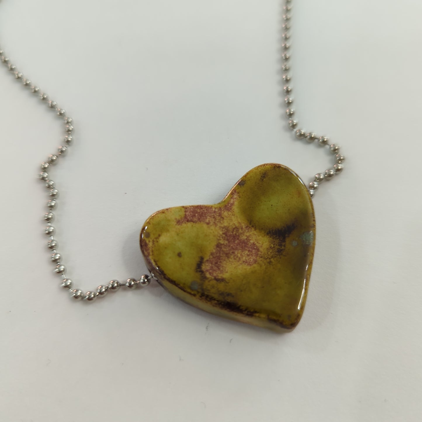 Mossy Green Heart Necklace