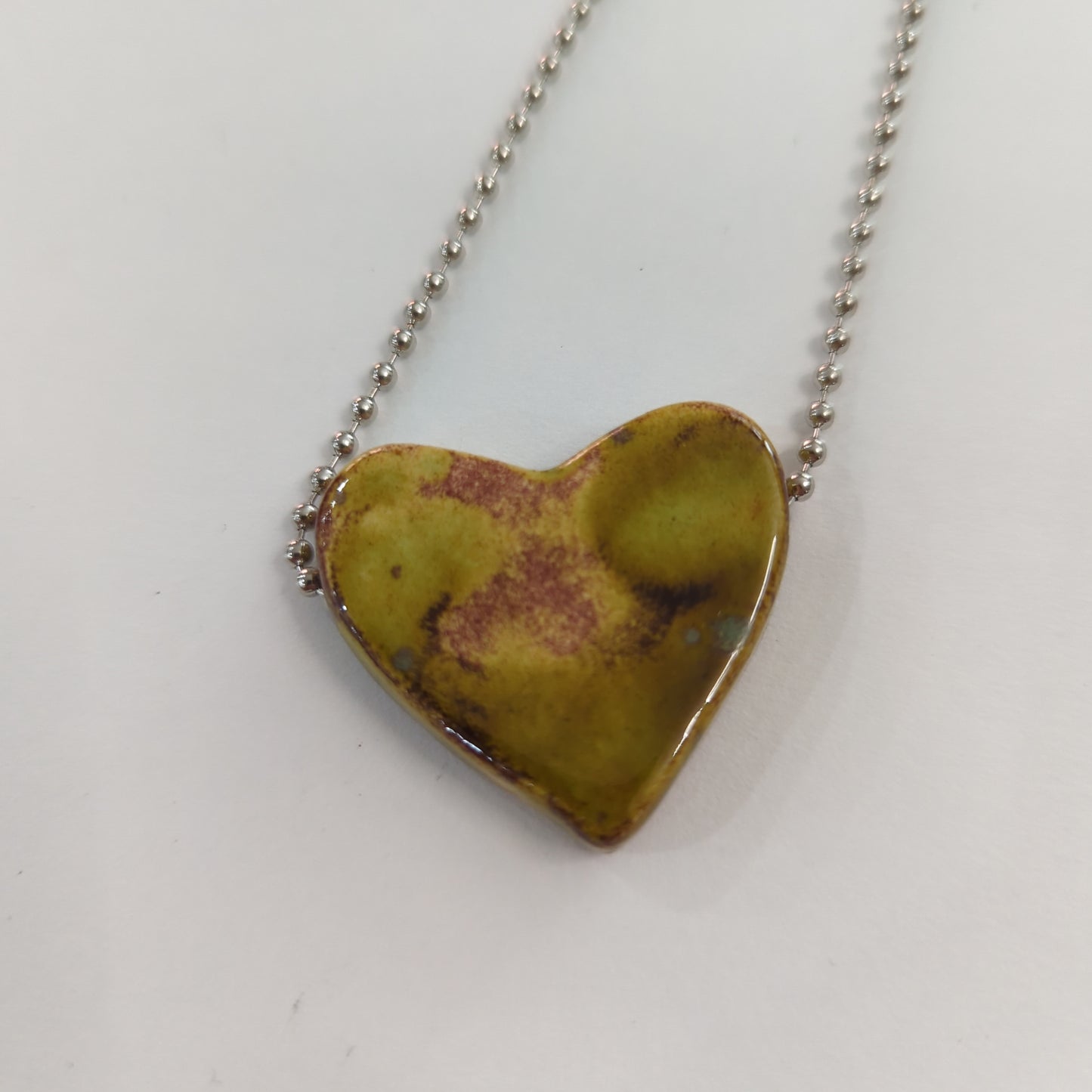 Mossy Green Heart Necklace