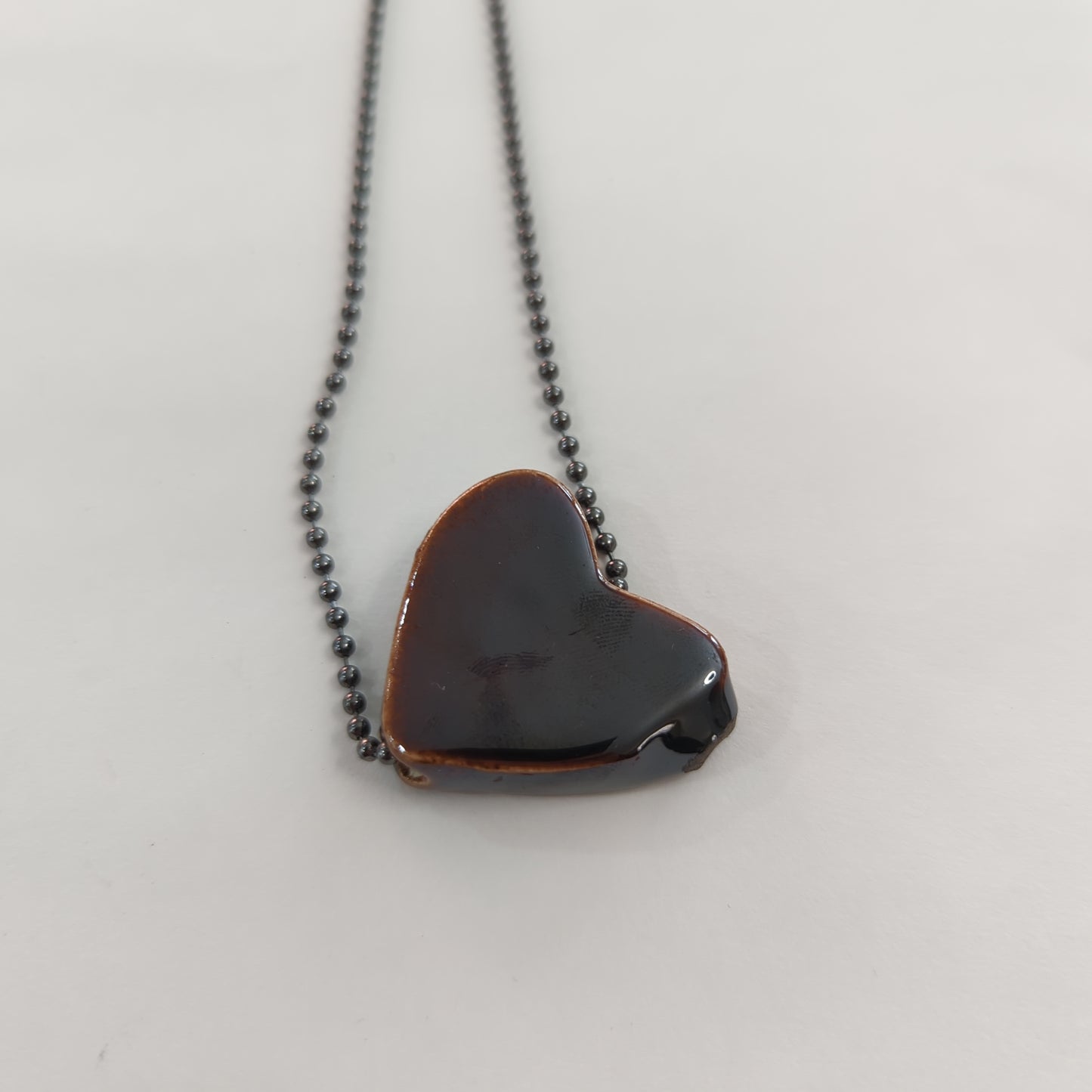 Deep Brown Heart Necklace