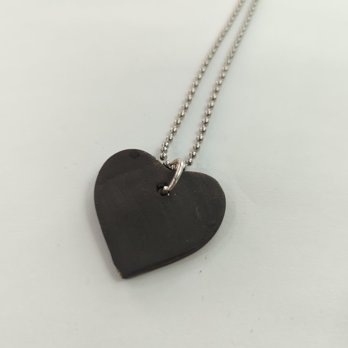 Love Inscribed Black Heart Necklace