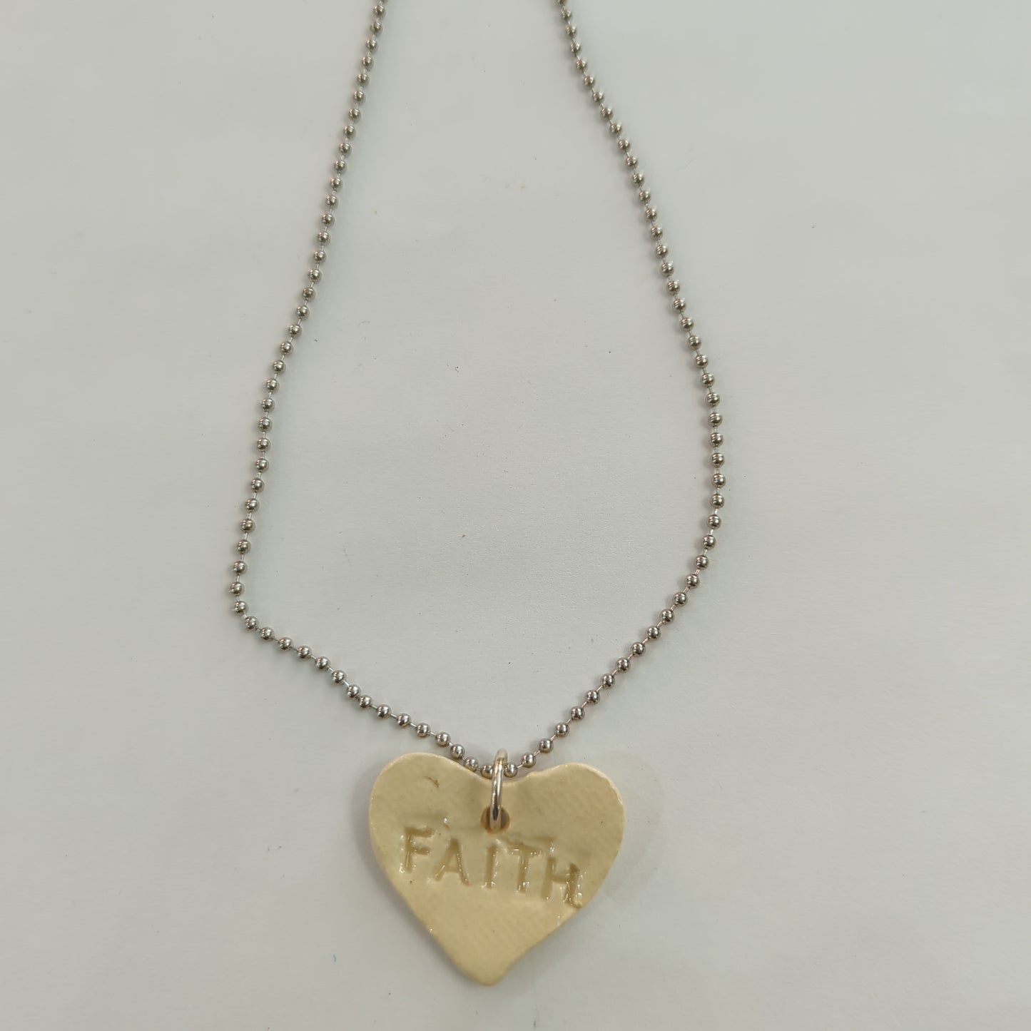 Faith Inscribed White Heart Necklace