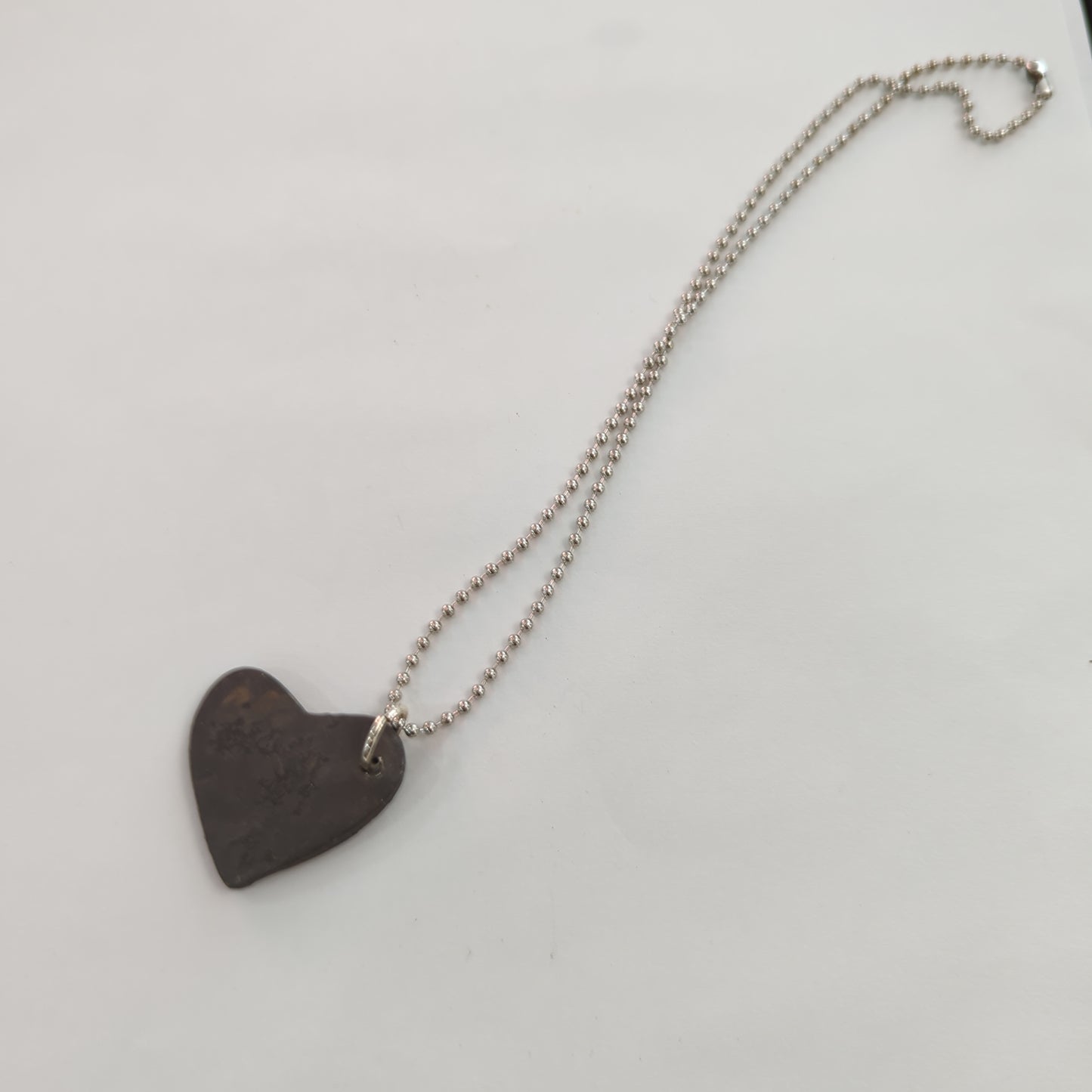 Faith Inscribed Matt Black Angled Heart Necklace