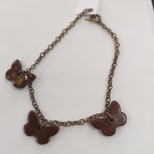 Brown Butterflies Sterling Silver Choker