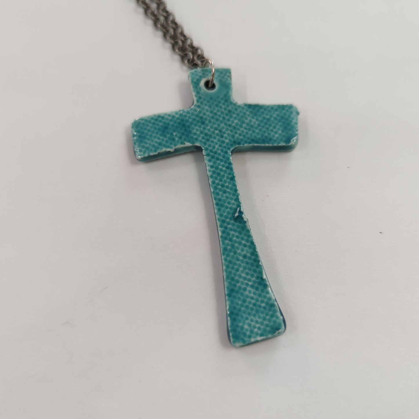 Seafoam Blue Cross Necklace