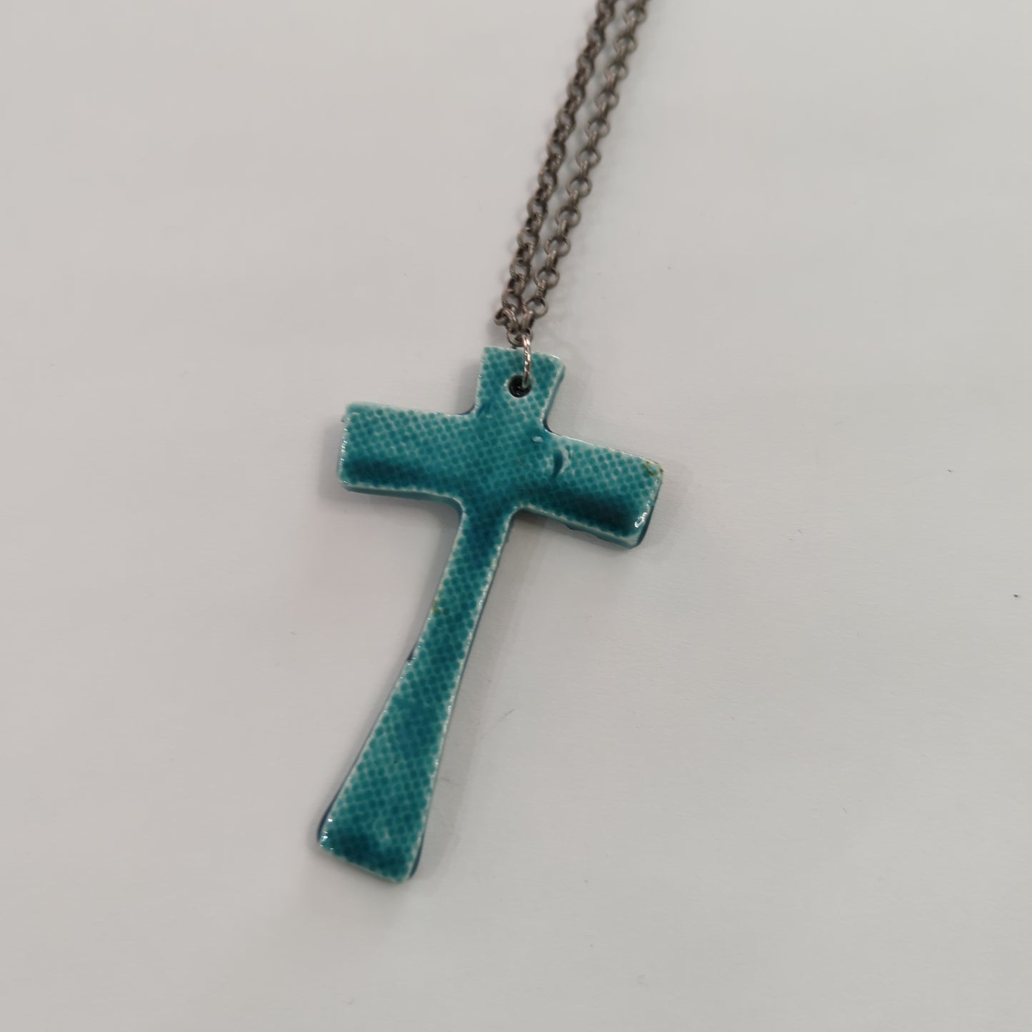 Seafoam Blue Cross Necklace