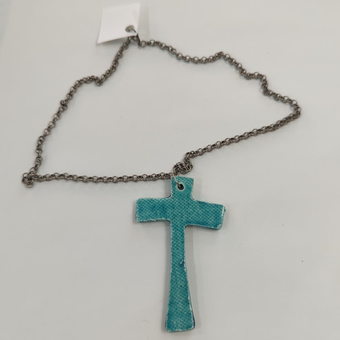 Seafoam Blue Cross Necklace