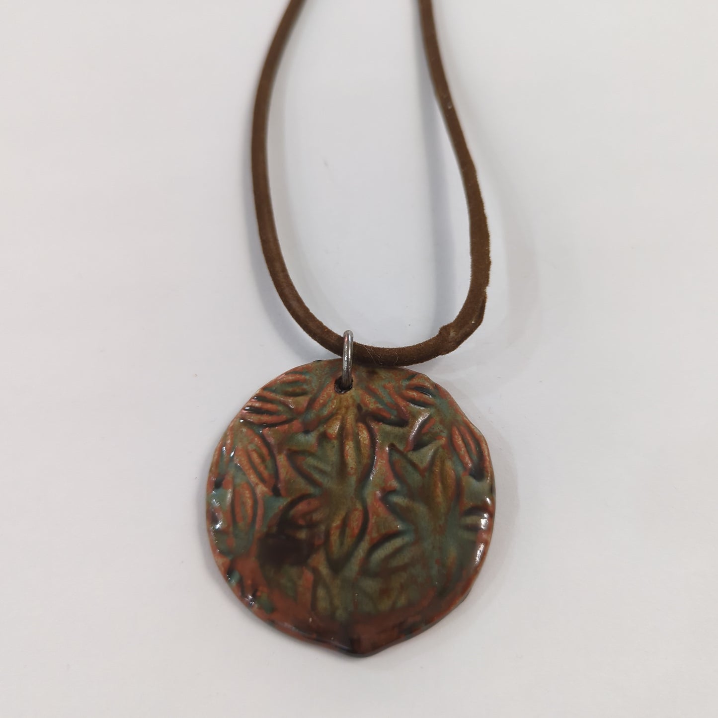 Fantasy Leaf Texture Necklace - Leather Cord