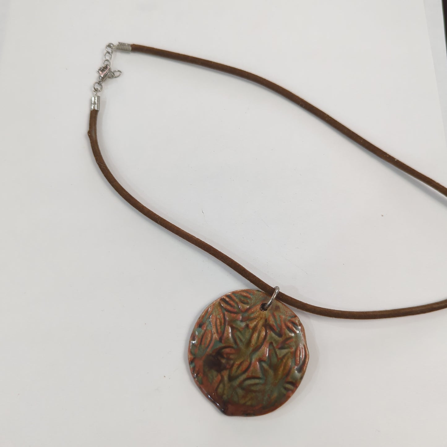 Fantasy Leaf Texture Necklace - Leather Cord