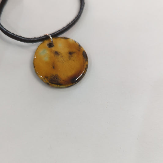 Nutty Orange Necklace - Leather Cord