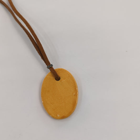 Golden Ellipse Necklace - Leather Cord