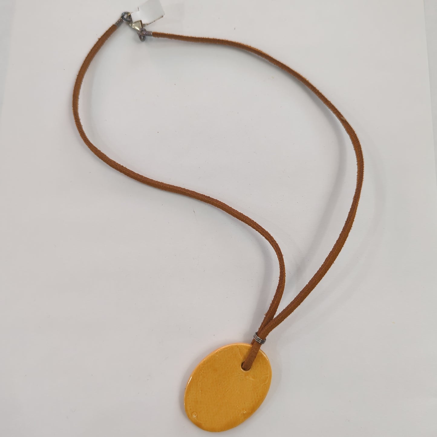 Golden Ellipse Necklace - Leather Cord