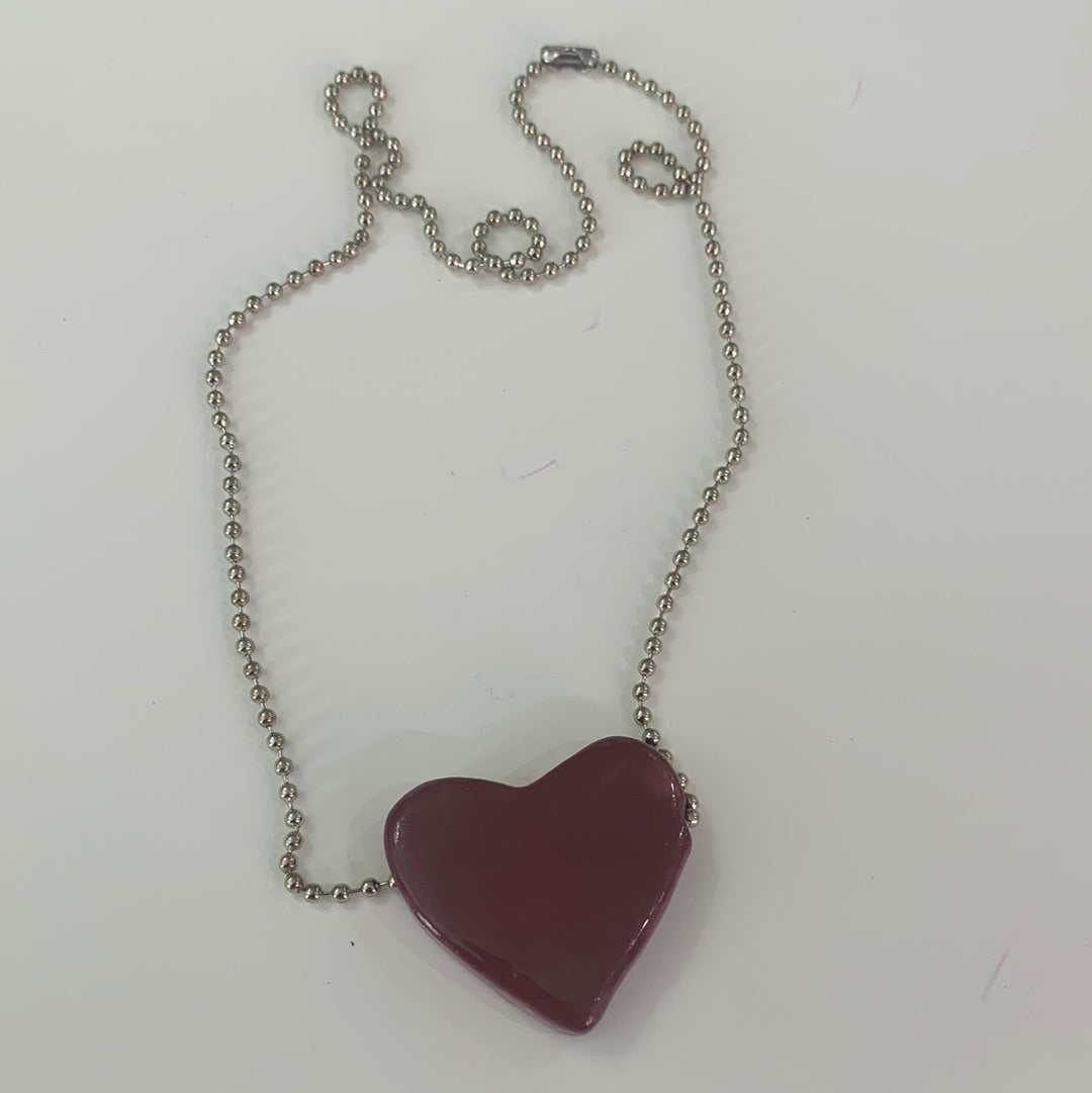 Maroon heart necklace