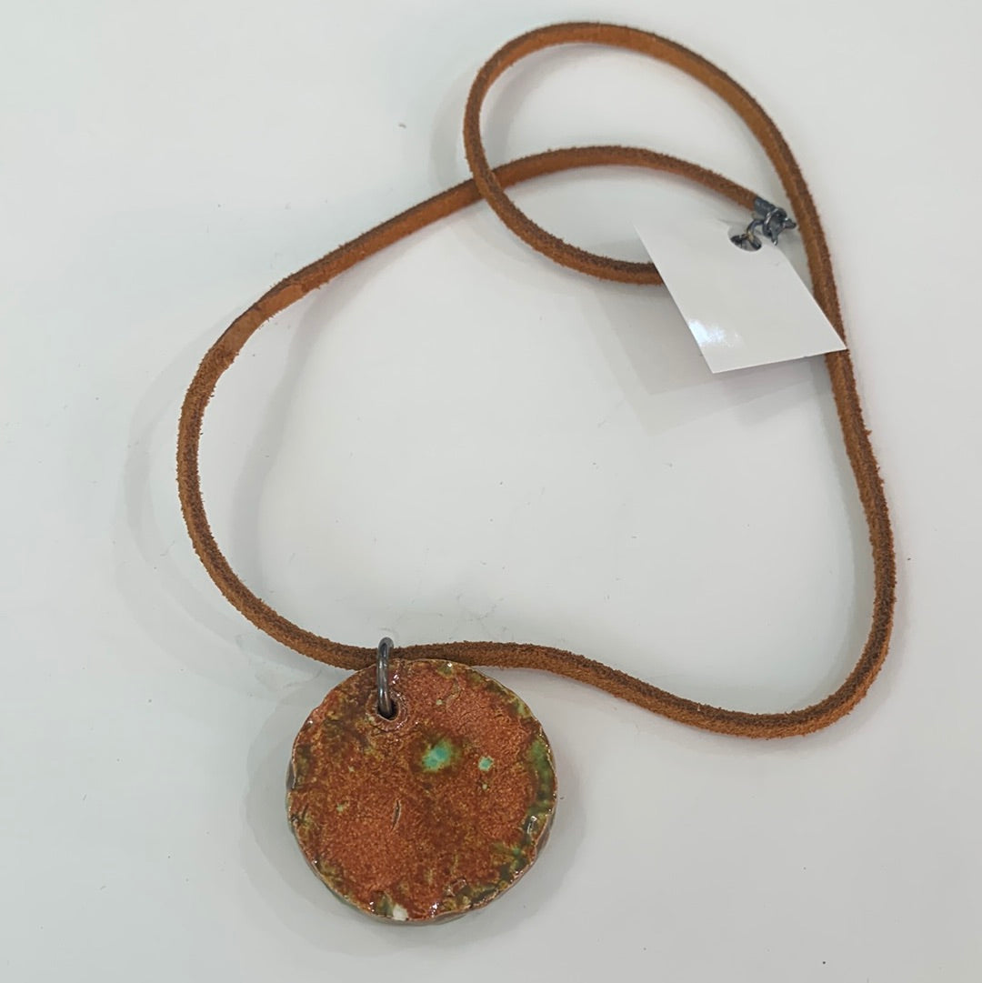 Emerge The Lord Circle Necklace - Rust Leather Cord