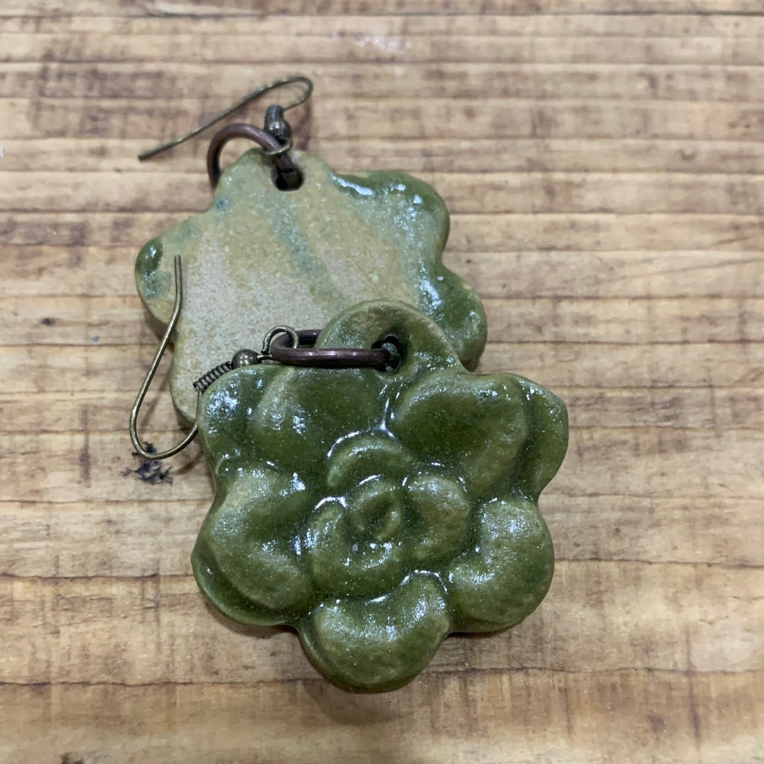 Green Flower Earrings