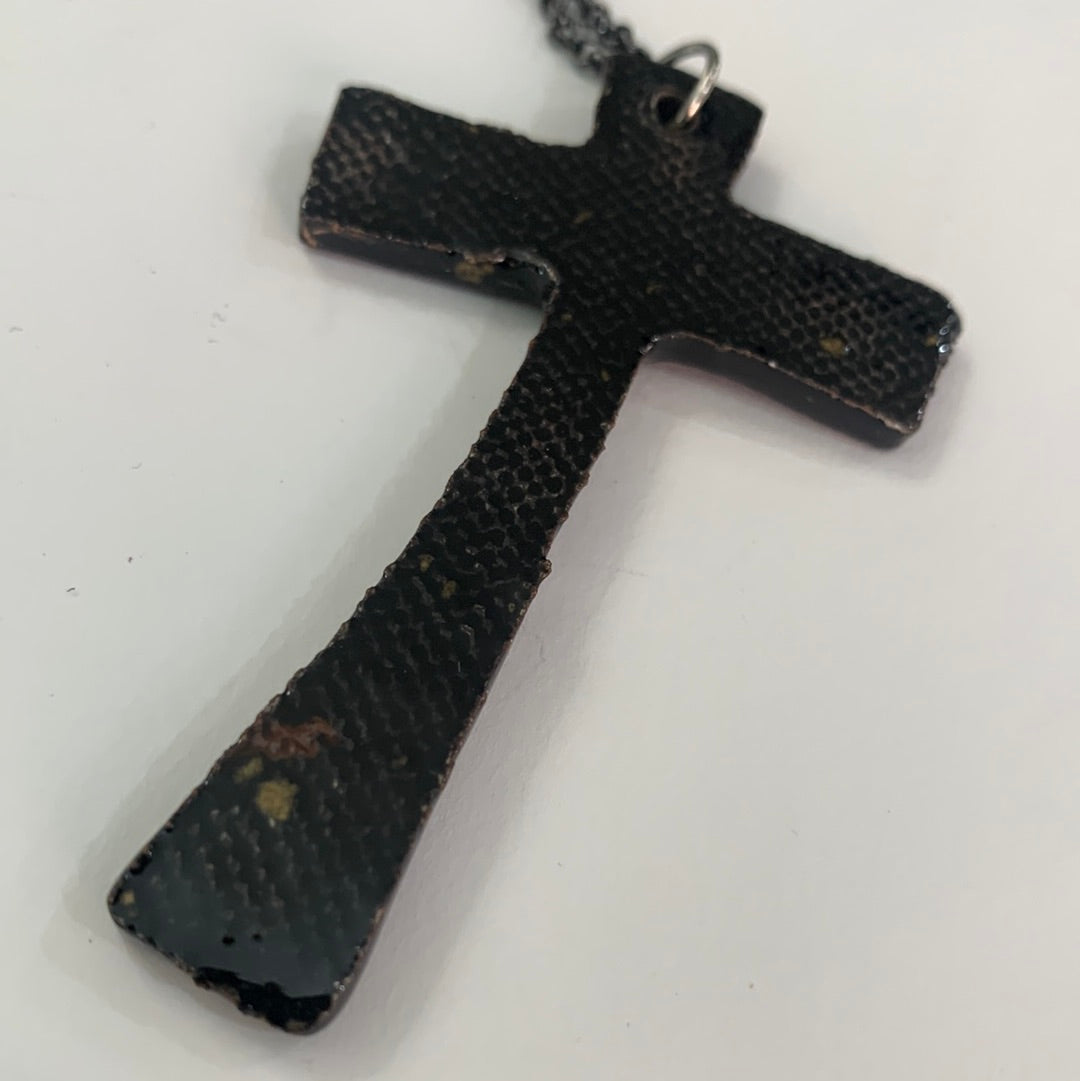 Black Cross Necklace - Metal Chain