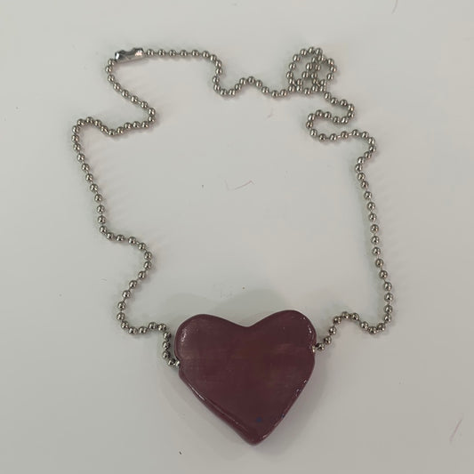 Maroon heart necklace