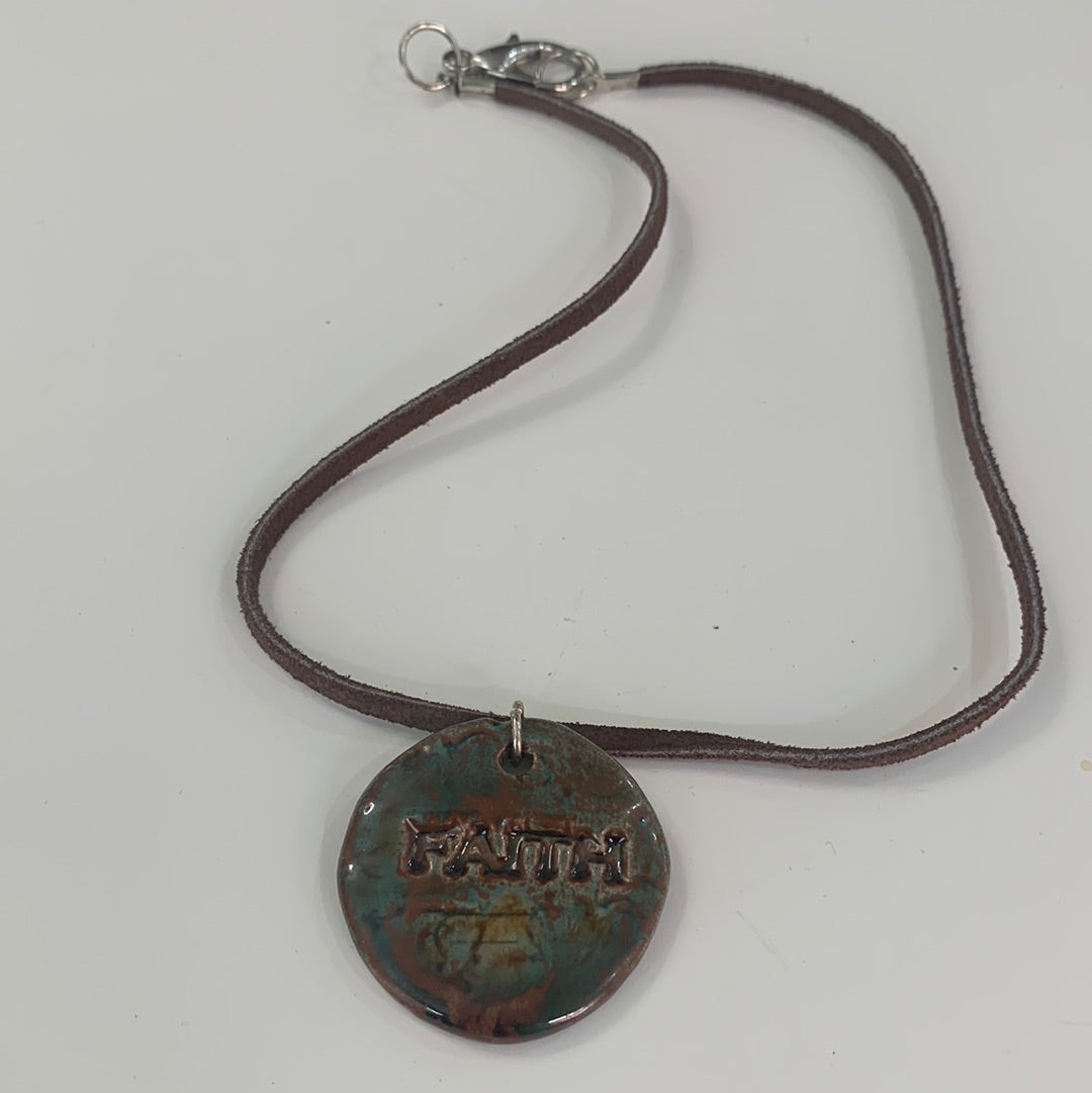 FAITH Fantasy Circle Necklace Brown Leather Cord