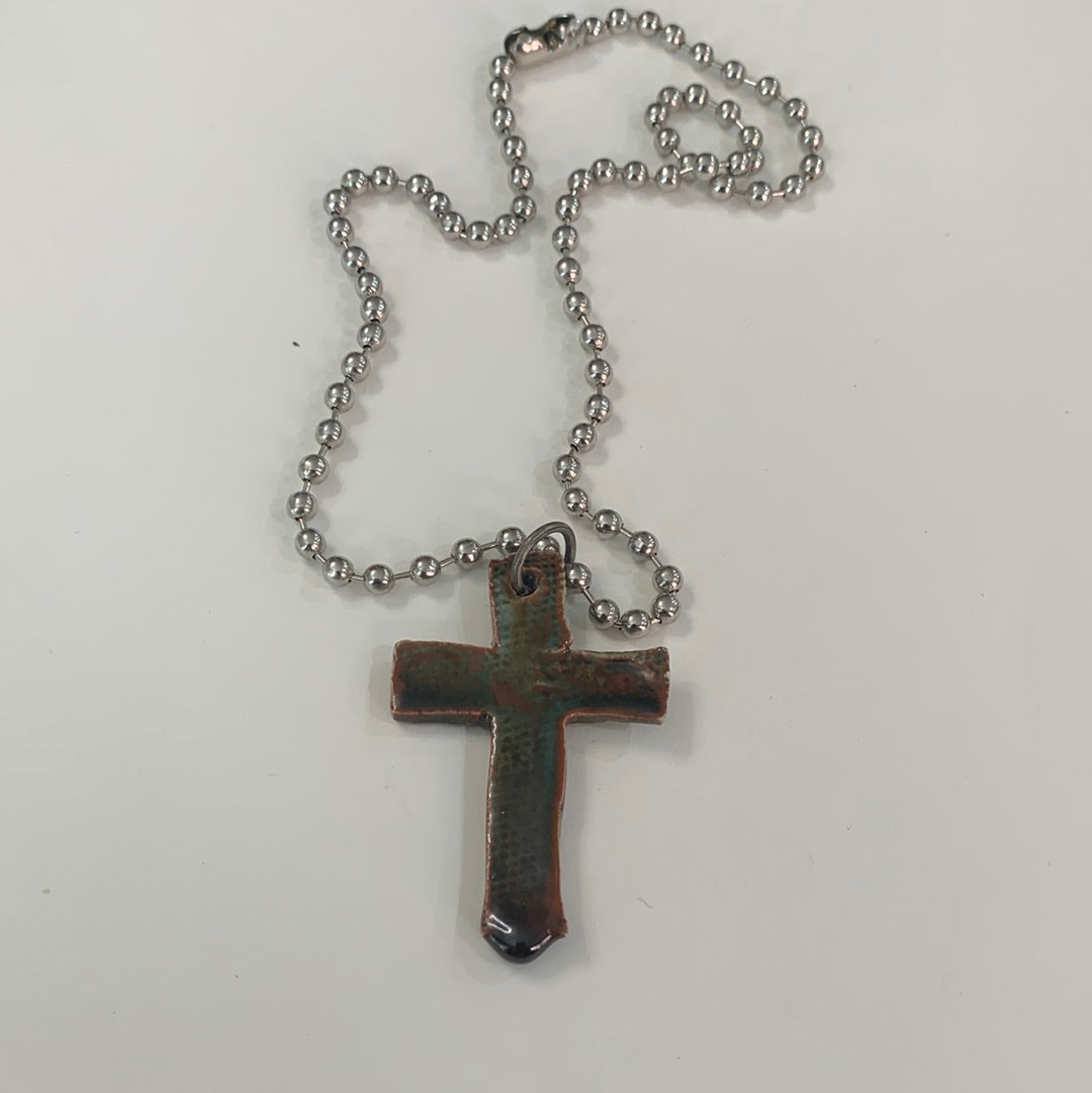 Cross Black and White/ Fantasy Necklace - Metal Ball Chain