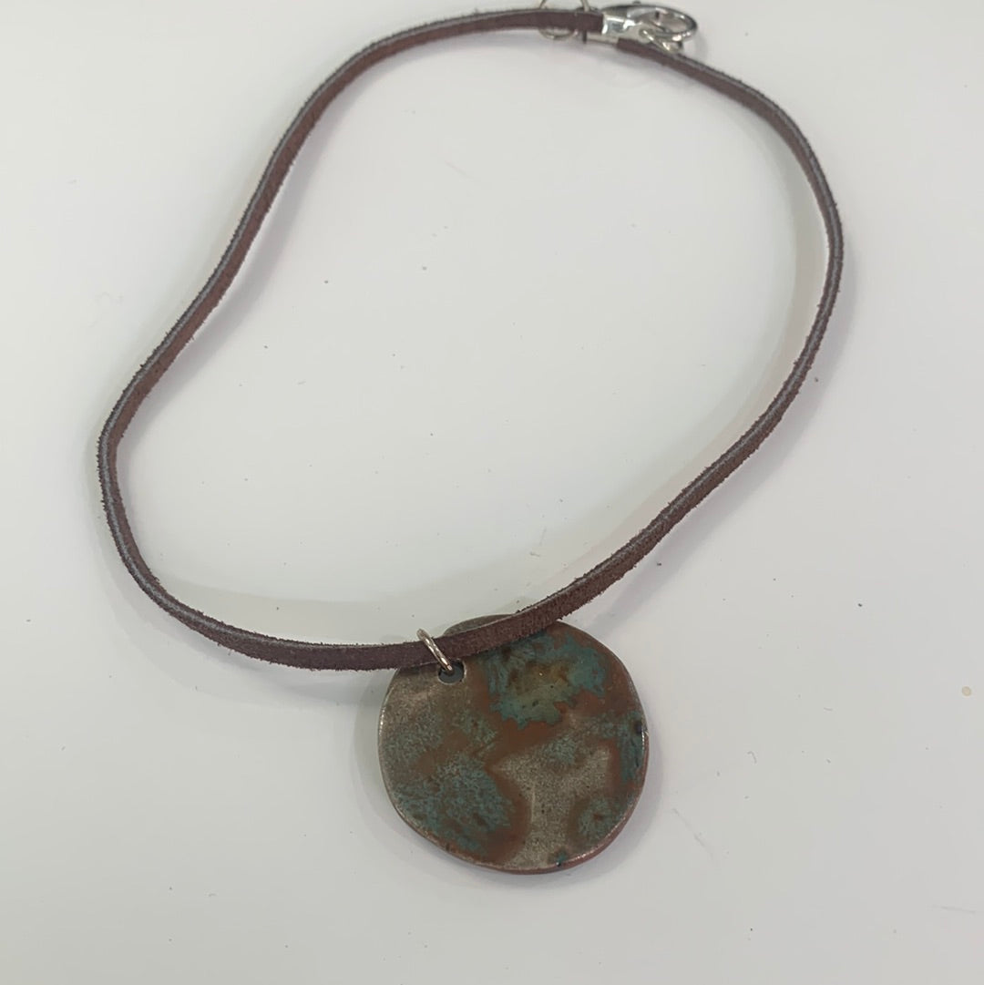 FAITH Fantasy Circle Necklace Brown Leather Cord