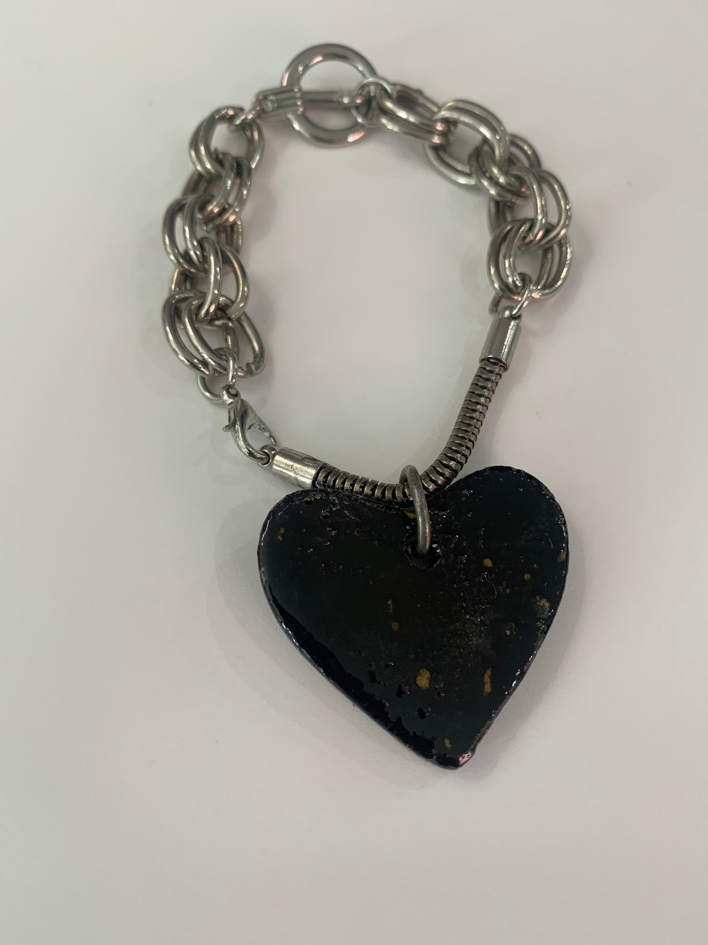 Midnight Black Ceramic Heart Braclet