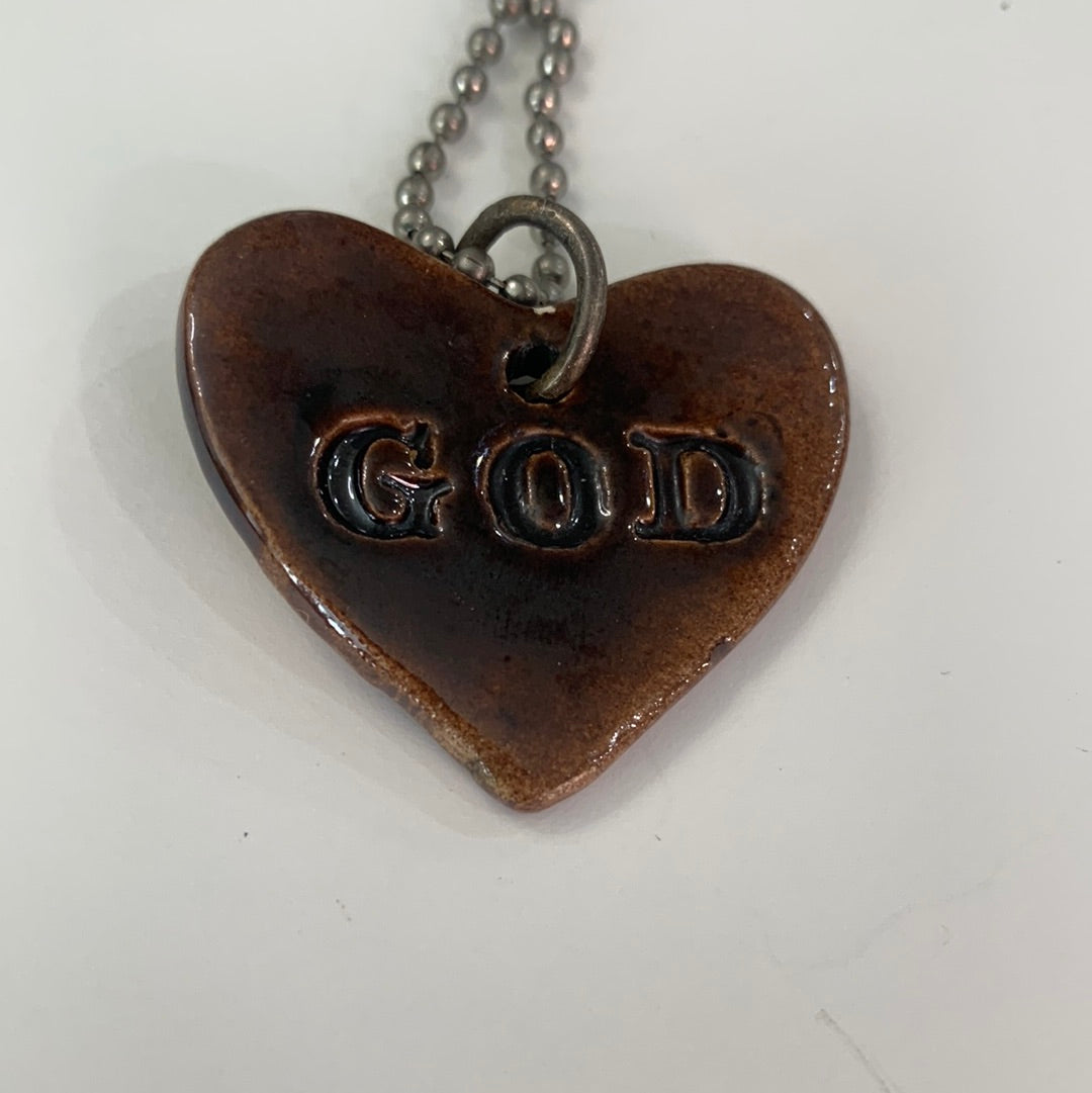 GOD Brown Heart Necklace