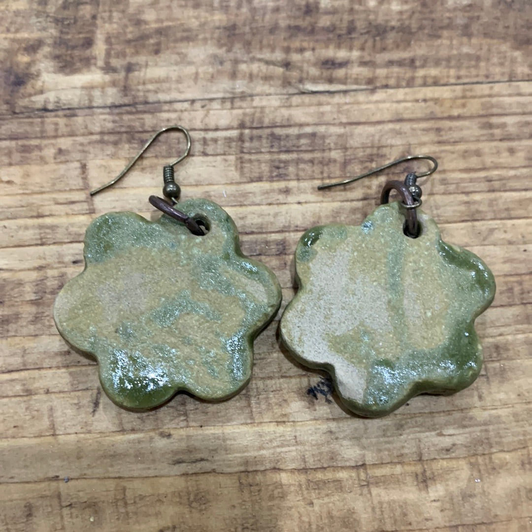 Green Flower Earrings